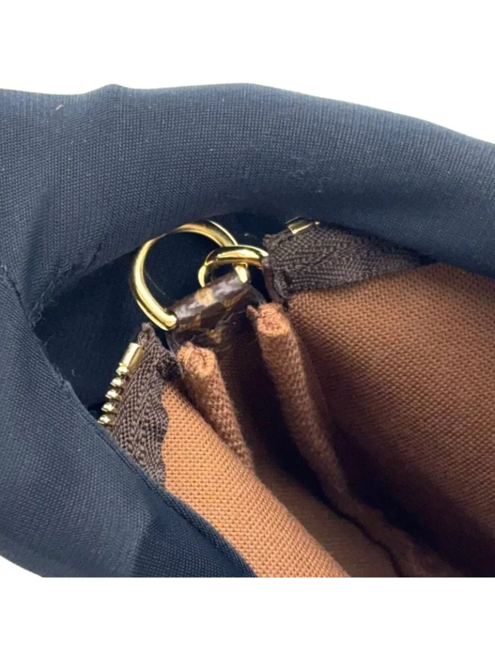 Louis Vuitton Mini Pochette Accessoires Monogram Leather Brown Handbag Gold